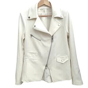 Veronica Beard Hadley Neoprene Moto Jacket Sz. 6 Zippers Luxury Minimalistic